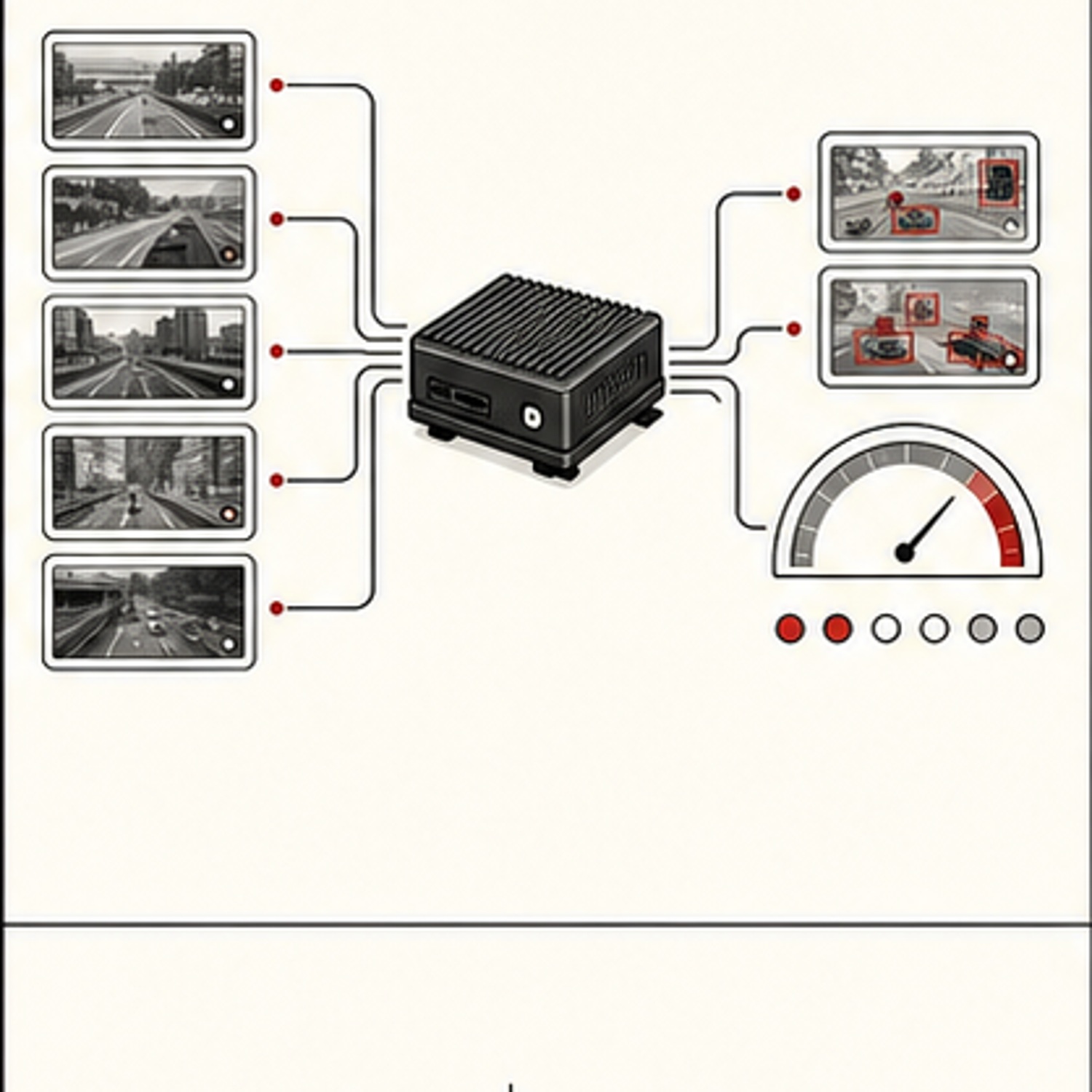 Generated six-channel realtime video processing visual on an edge device